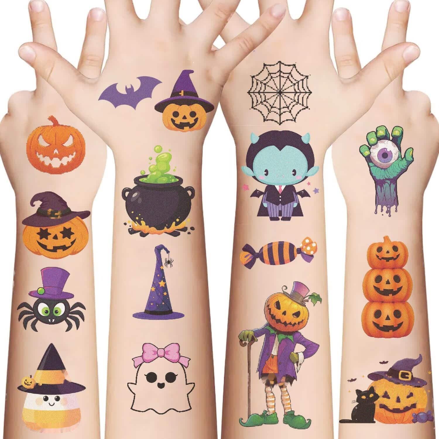 Halloween Cartoon Tattoo Stickers for Kids