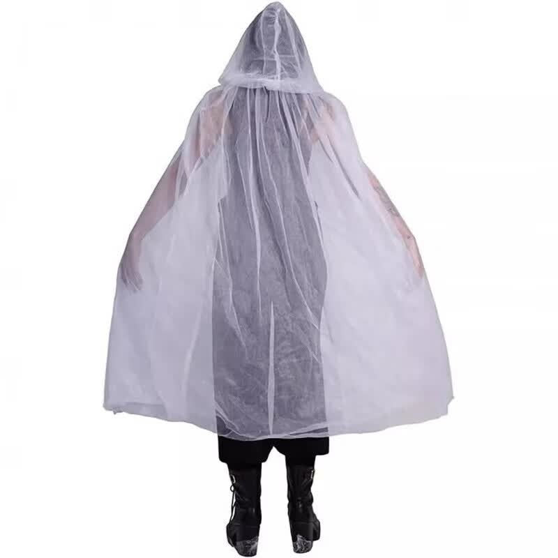 Halloween Vampire Bride Mesh Veil Cape