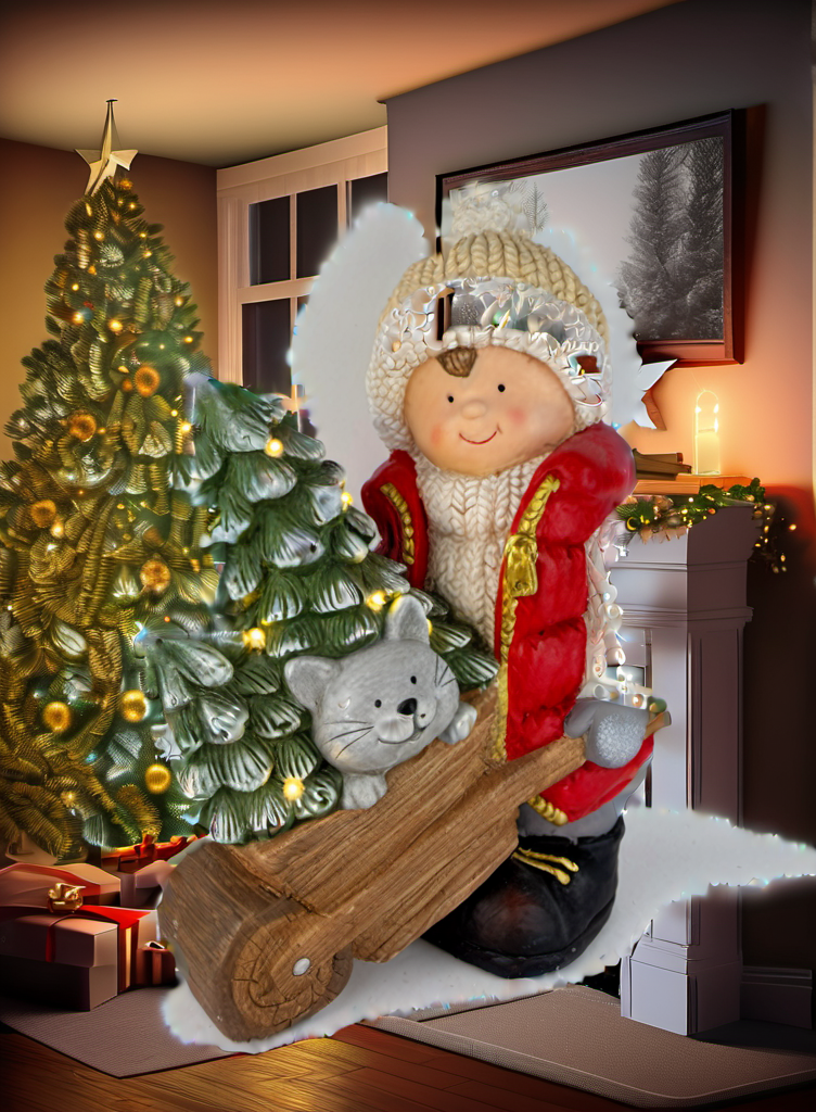 Cart Boy Christmas festive scene 1