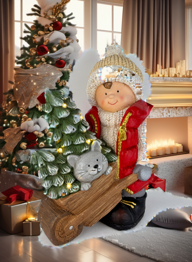 Cart Boy Christmas festive scene 2