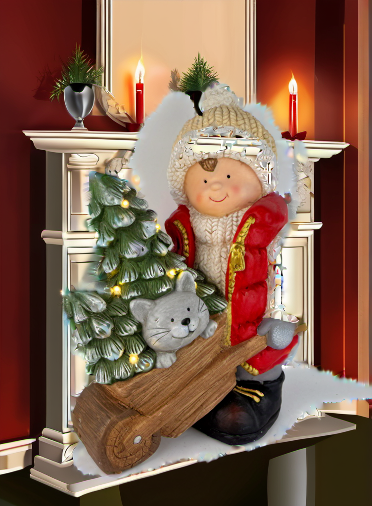 Cart Boy Christmas festive scene 3