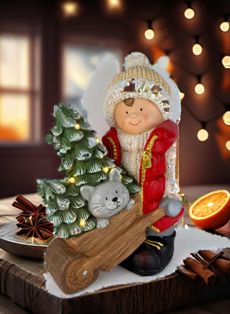Cart Boy Christmas festive scene 4