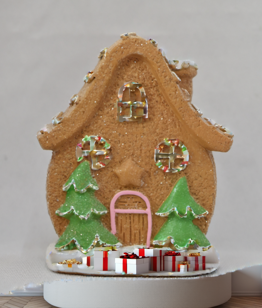 Small Mushroom Gingerbread House Christmas festive scene 2