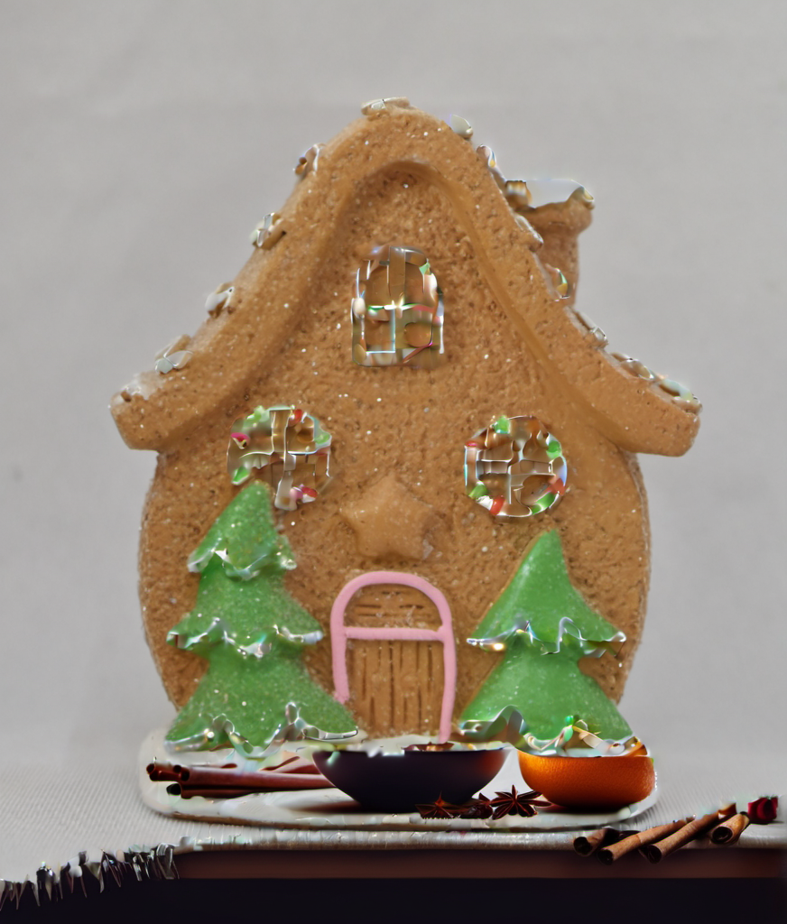 Small Mushroom Gingerbread House Christmas festive scene 4