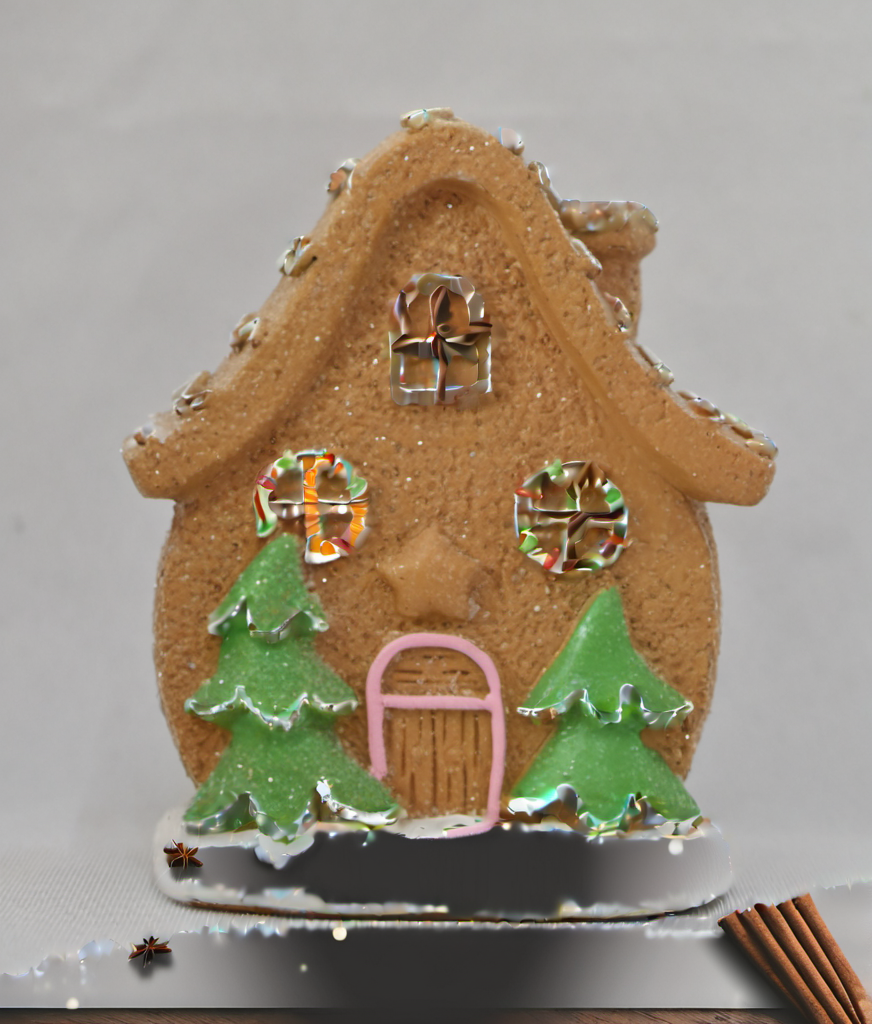 Small Mushroom Gingerbread House Christmas festive scene 9