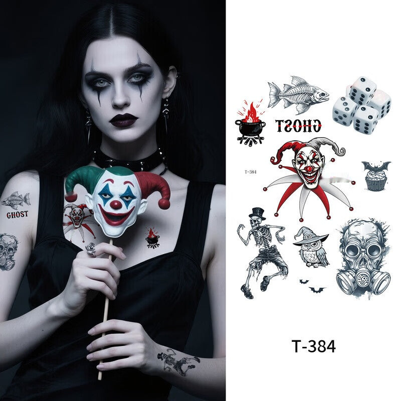 Halloween Clown Face Tattoo Stickers