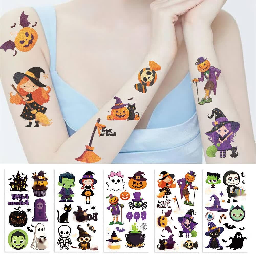 Halloween Cartoon Tattoo Stickers for Kids