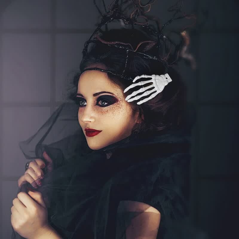 Halloween Glow-in-Dark Skeleton Hand Hair Clip