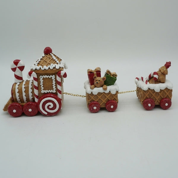 Three-Car Gingerbread Train - Christmas gingerbread train decoration main view