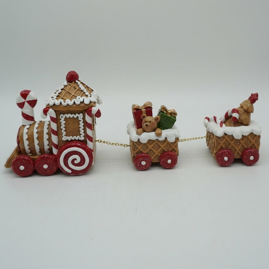 Three-Car Gingerbread Train - Christmas gingerbread train decoration main view