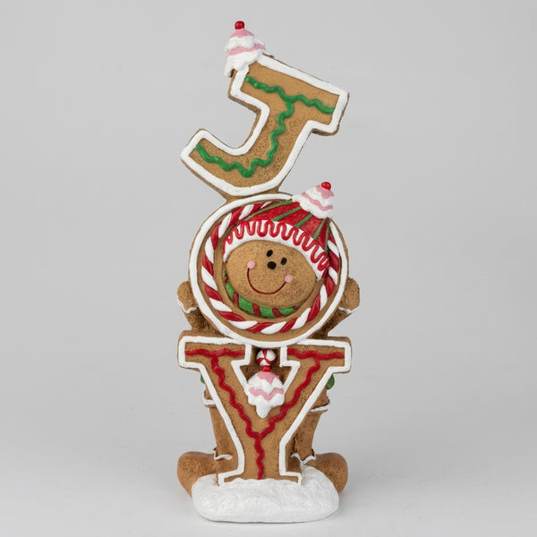 JOY Sign - Christmas gingerbread JOY standing sign decoration